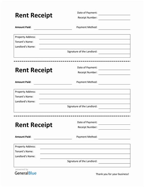 Rent Deposit Receipt Template in Word