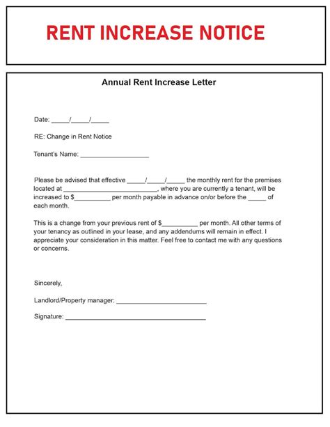 Rent Increase Notice Template 1