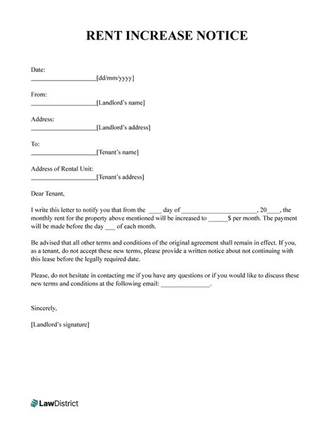 Rent Increase Notice Template 5