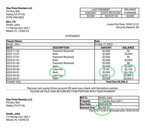 Rent Invoice Template with Late Fees