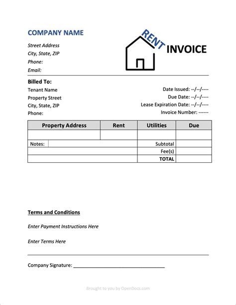 Rent Invoice Template Word Example 2