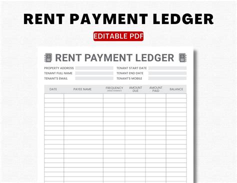 Rent Ledger Template with Payment Schedule