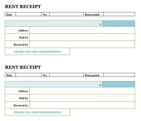 Rent Receipt Template for Microsoft Word