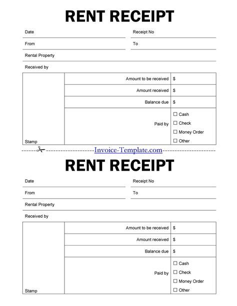 Rent Receipt Template in Word