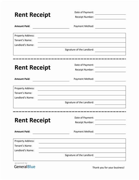 Rent Receipt with Invoice Number