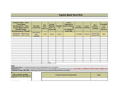 Rent Roll Template Example Excel