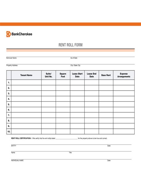 Rent Roll Template Excel Sample