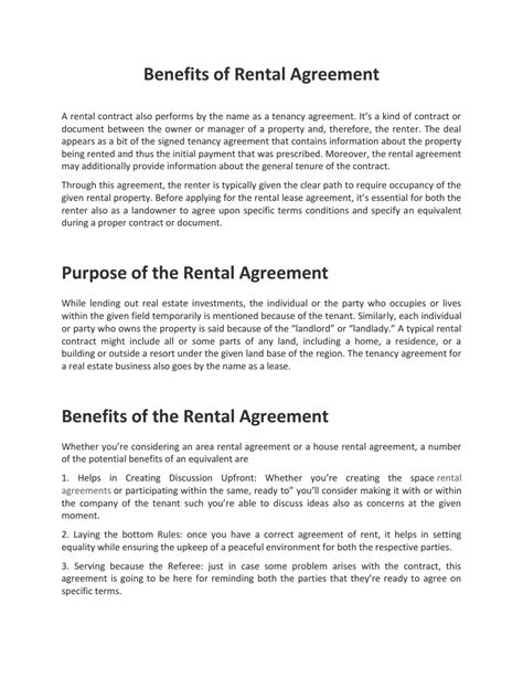 Benefits of Rental Agreement Template