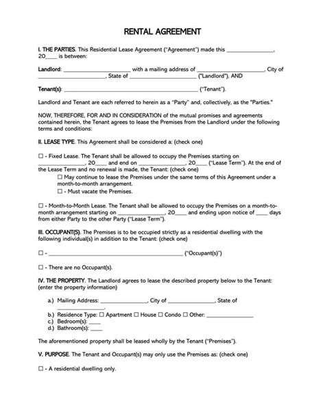 Rental Agreement Template Download