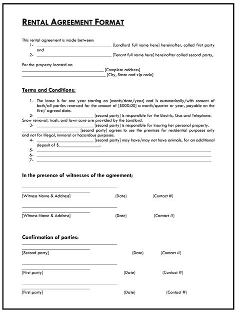 Rental Agreement Template