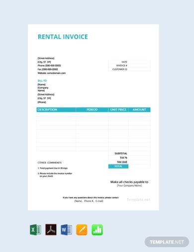 Rental Invoice Template 8