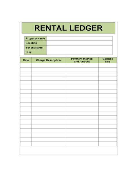 Rental Ledger Template Download