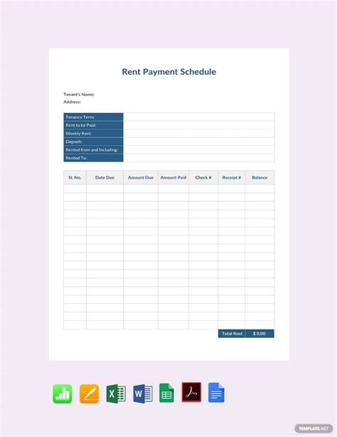 Rental Payment Schedule Template