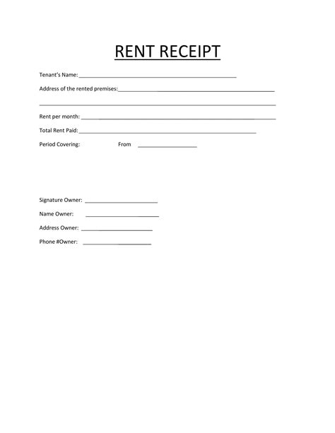 Rental Receipt Template Free