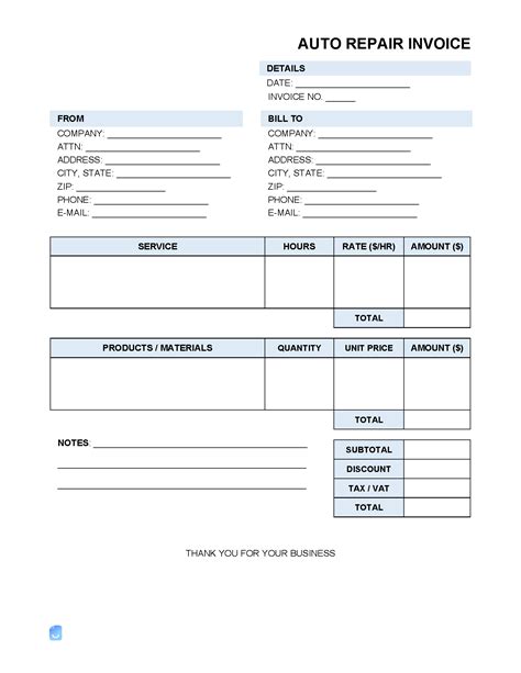 A repair invoice template is a pre-designed document that helps you create a professional-looking invoice quickly and easily.