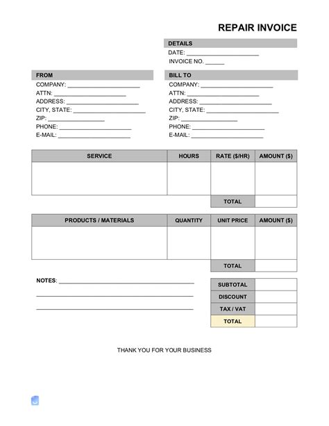 Repair Invoice Template Gallery 2