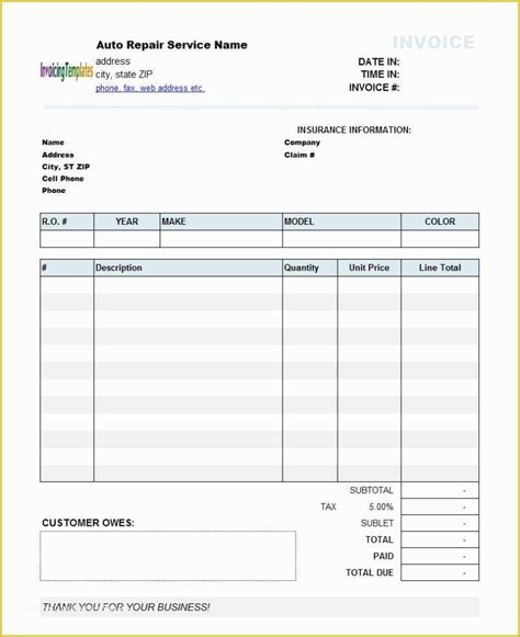 Repair Invoice Template Gallery 8