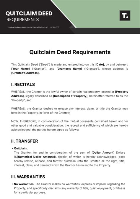 Requirements for Quit Claim Deed