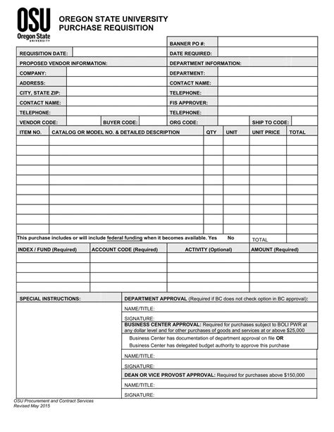 Requisition Form Template Example