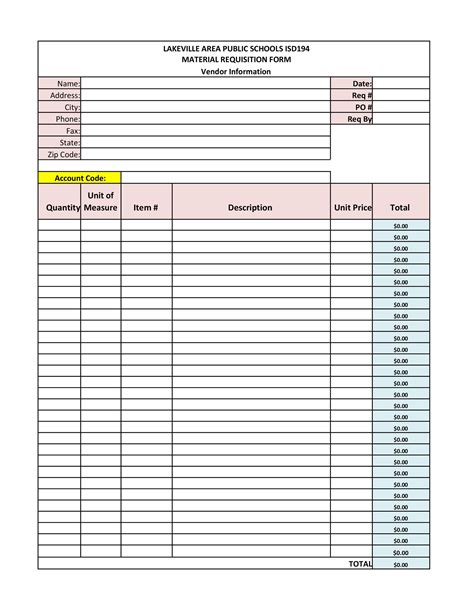 Requisition Form Template Excel Format