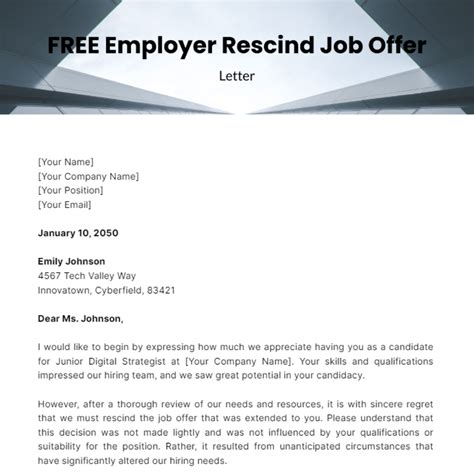 Rescind Job Offer Letter Template