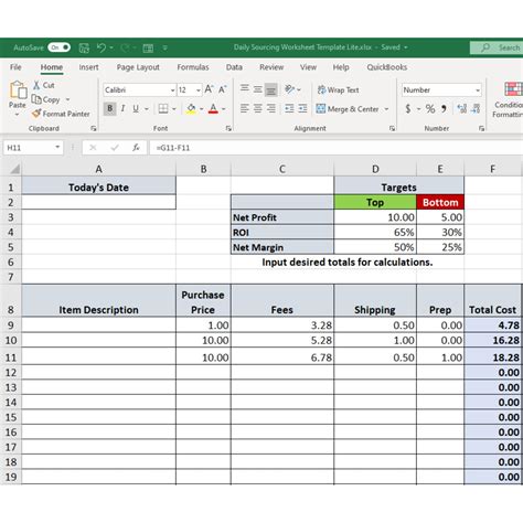 Free Reseller Spreadsheet Template Example