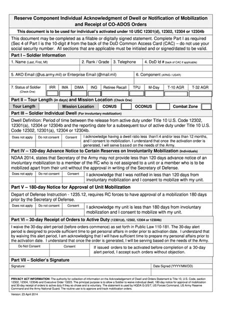 Reserve component mobilization