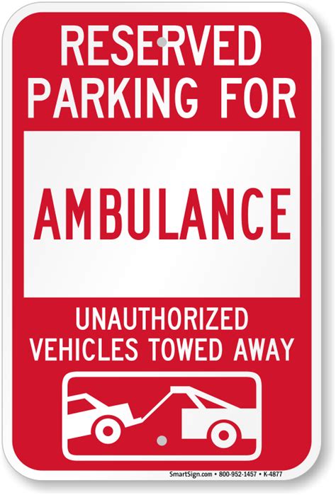 Reserved parking signs for emergency