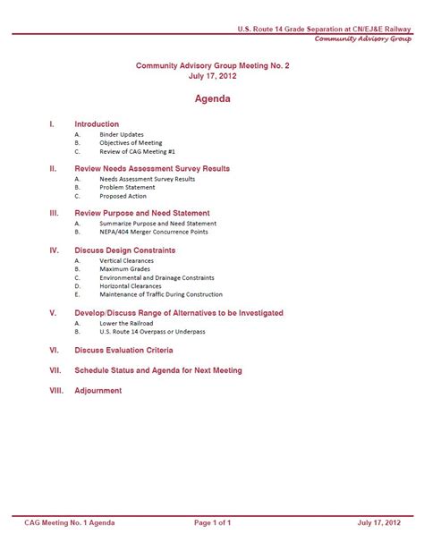 Resident Council Meeting Agenda