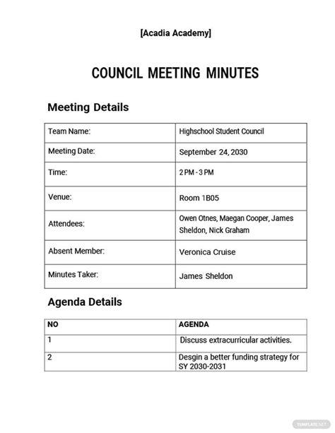 Resident Council Meeting Agenda Template