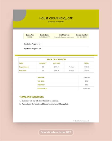 Residential Cleaning Quote Template Example