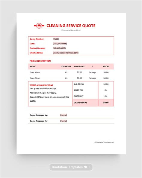 Residential Cleaning Quote Template Design