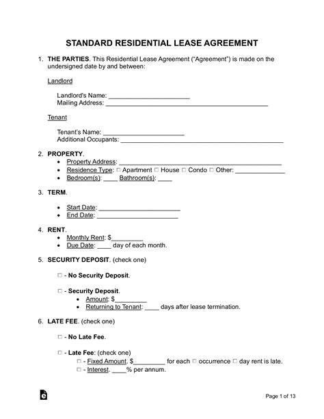 Residential Lease Agreement Template