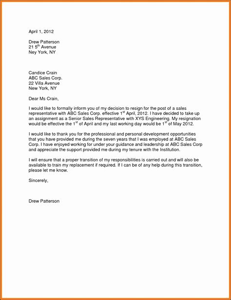 Resignation Letter Template UK