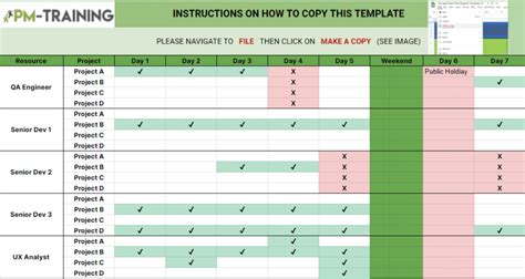 Resource planning with Excel template