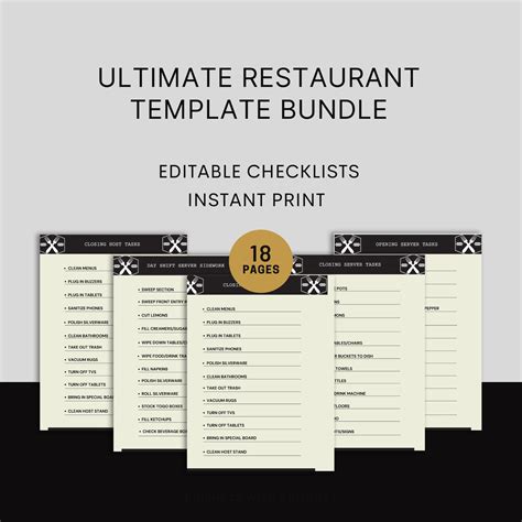 Restaurant Checklist Template in Excel