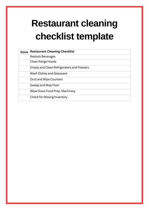 Restaurant Cleaning Template