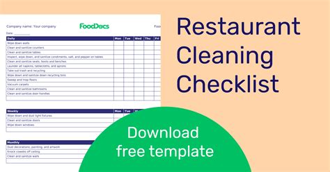 Restaurant Cleaning Template Free