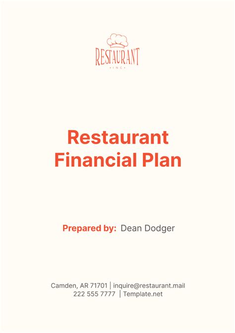 Restaurant financial management template