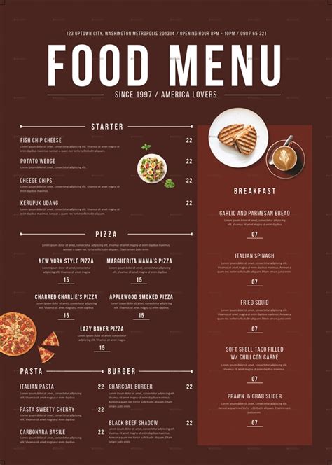 Restaurant menu design ideas