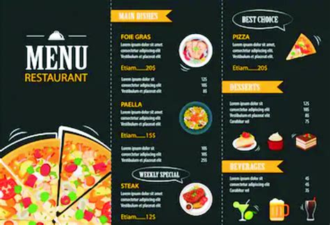 Restaurant Menu Template with Nutrition Information