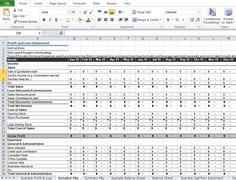 Restaurant P&L Statement Excel Template