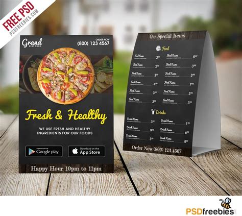 Restaurant Table Tent Menu Templates