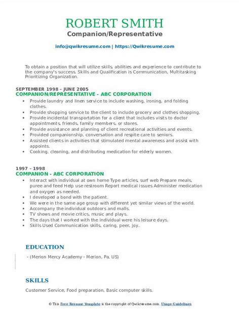 Resume Companion Resume Template