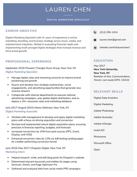 Resume One Pager Template