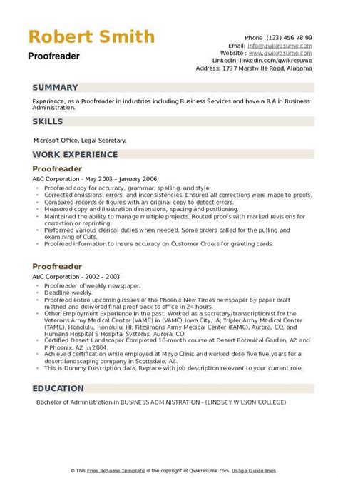 Resume Proofreading Example