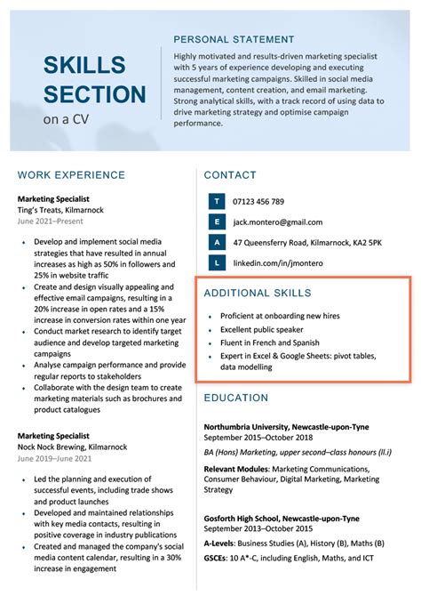 Resume Skills Section