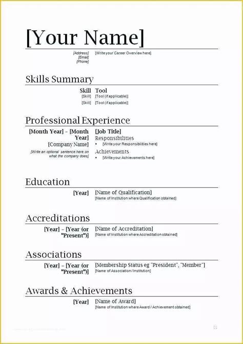 Free Word Resume Templates 2007