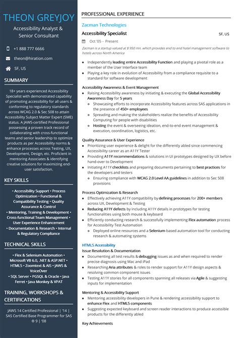 Resume Template Accessible