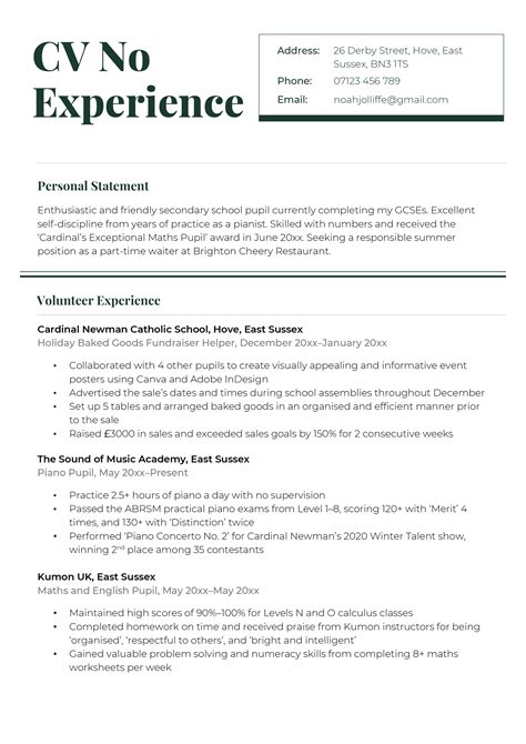 Resume Template for 16 Year Olds